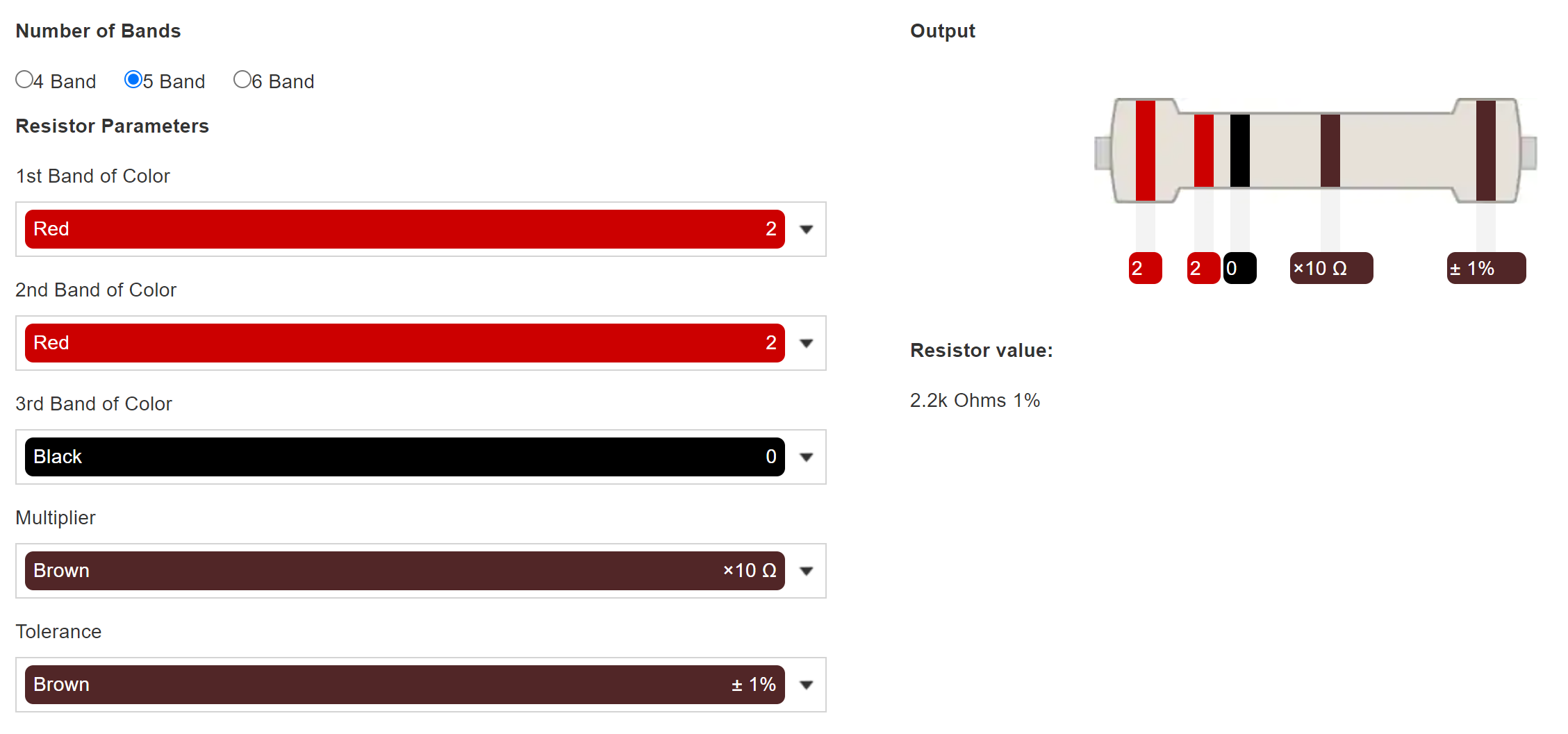 2.2K Resistor Color Code (5-Band)